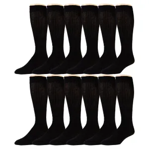 12 Pairs of Extra Long Over-The-Calf Cotton Tube Athletic Socks, Size 11-16