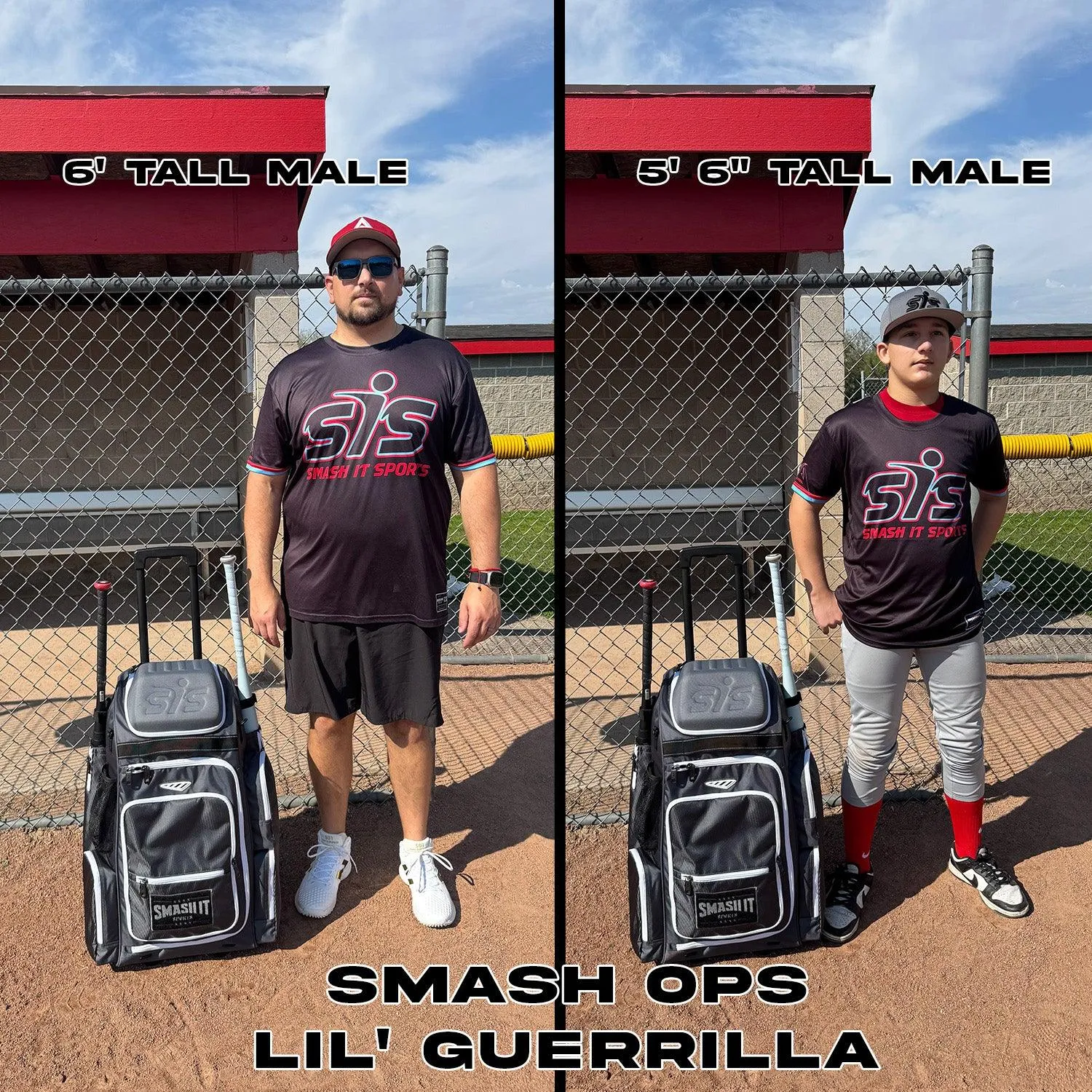 2025 Smash Ops Lil’ Guerrilla Hybrid Roller/Bat Pack Bag - Charcoal/Black