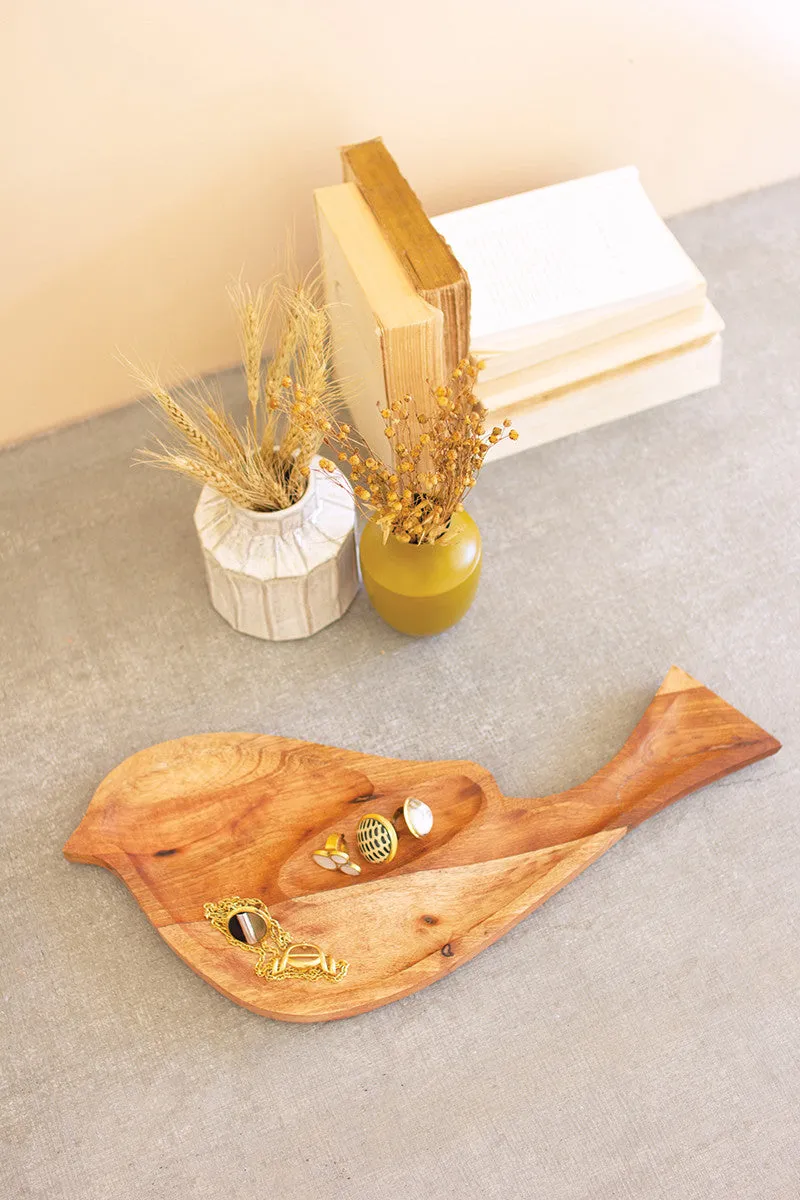 20.5' X 9" Carved Wooden Bird Platter