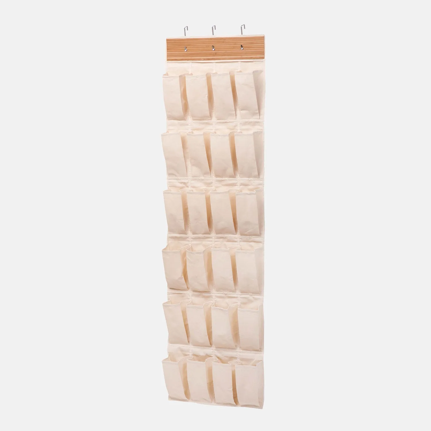 24-Pocket Over-the-Door Bamboo Shoe Organizer