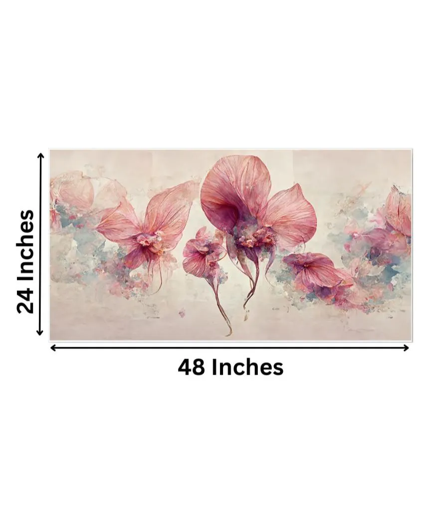 3D Pink Flowers Canvas Frame Wall Painting | 24 x 12 inches , 36 x 18 inches , 48 x 24 inches