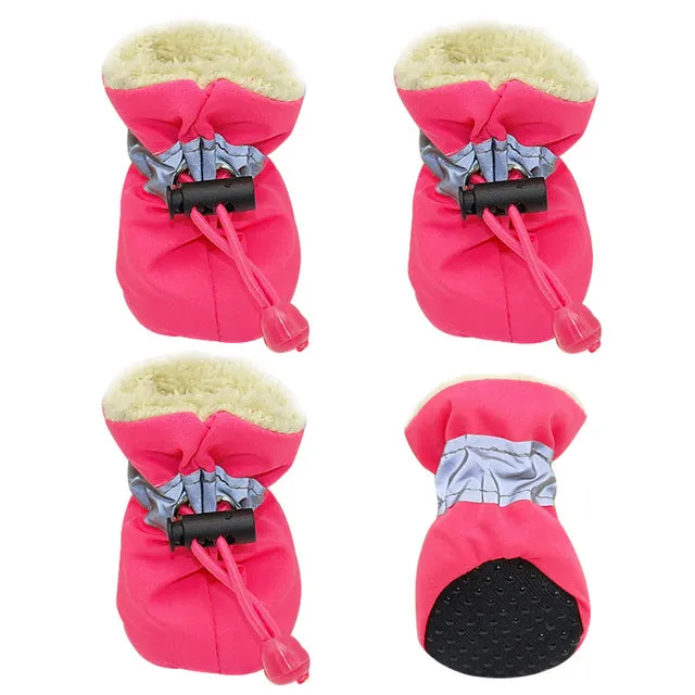 4pcs Waterproof Winter Pet Dog Shoes Anti-slipDog Socks Booties