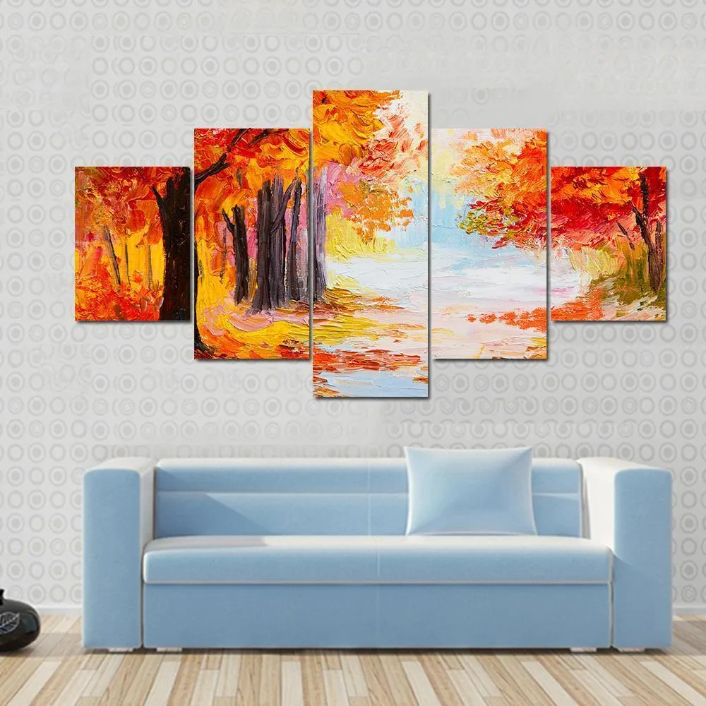 Abstract Autumn Forest Canvas Wall Art