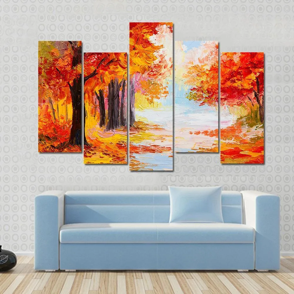 Abstract Autumn Forest Canvas Wall Art