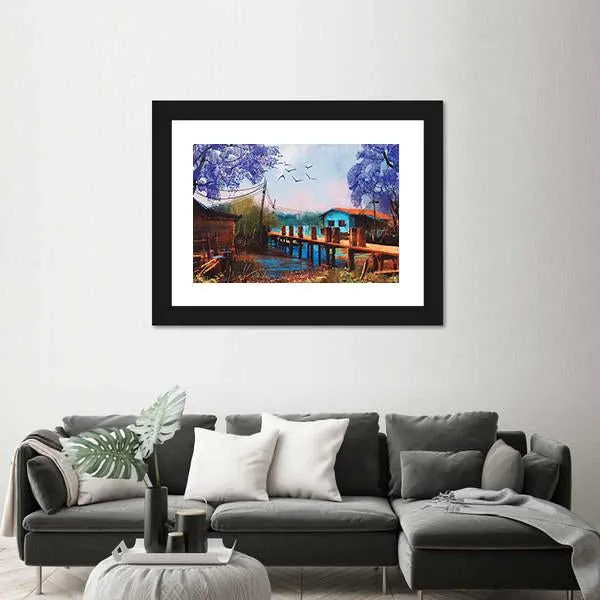 Abstract Fishing Village Canvas Wall Art