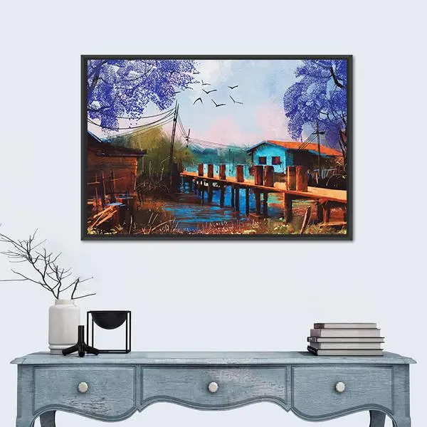 Abstract Fishing Village Canvas Wall Art