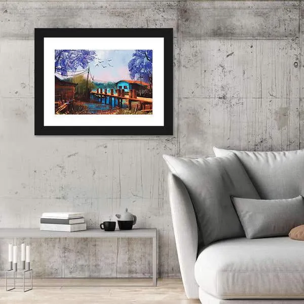 Abstract Fishing Village Canvas Wall Art