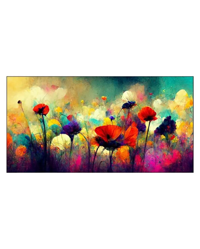 Abstract Flowers Illustration Canvas Frame Wall Painting | 24 x 12 inches , 36 x 18 inches & 48 x 24 inches