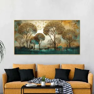 Abstract Greenery Tree  Floating Frame Canvas Wall Painting | 24 x 12 inches , 36 x 18 inches & 48 x 24 inches