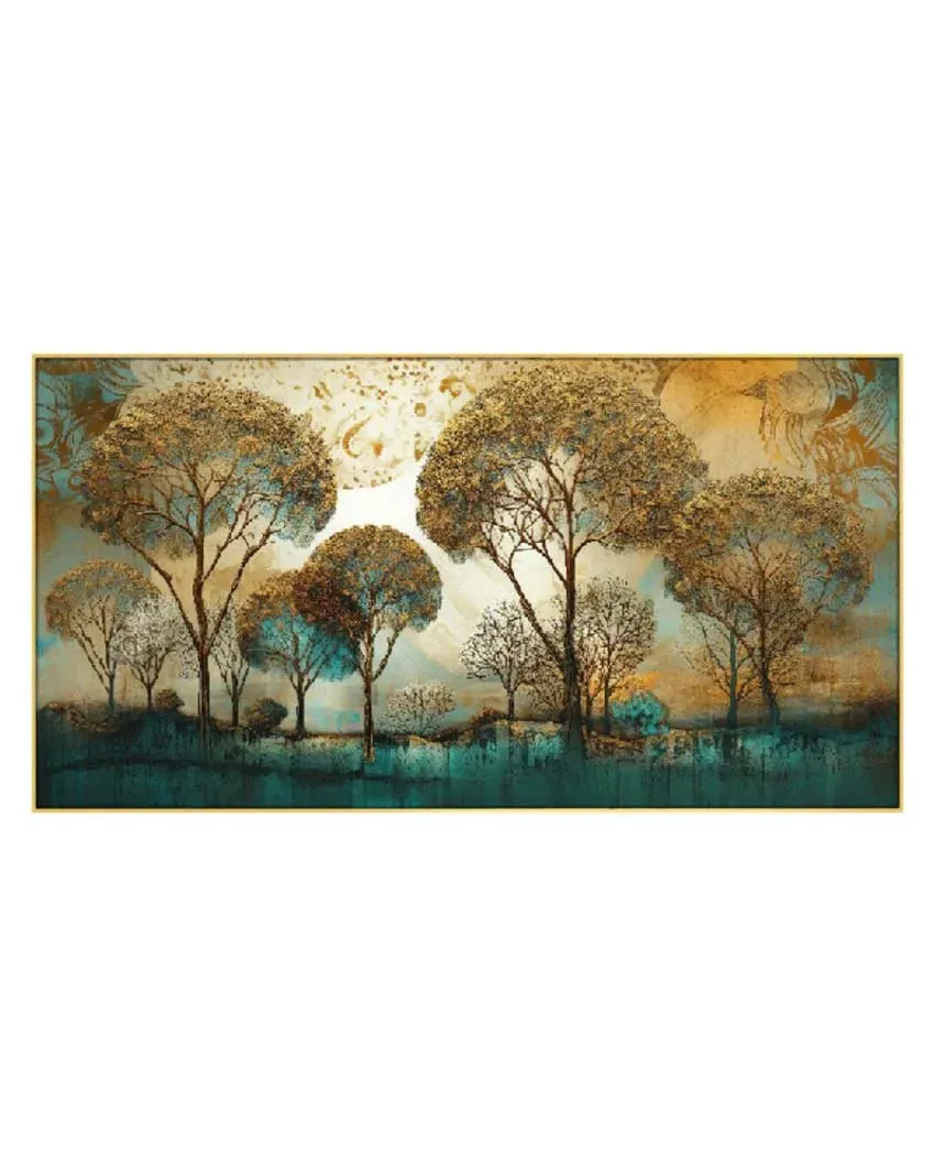 Abstract Greenery Tree  Floating Frame Canvas Wall Painting | 24 x 12 inches , 36 x 18 inches & 48 x 24 inches