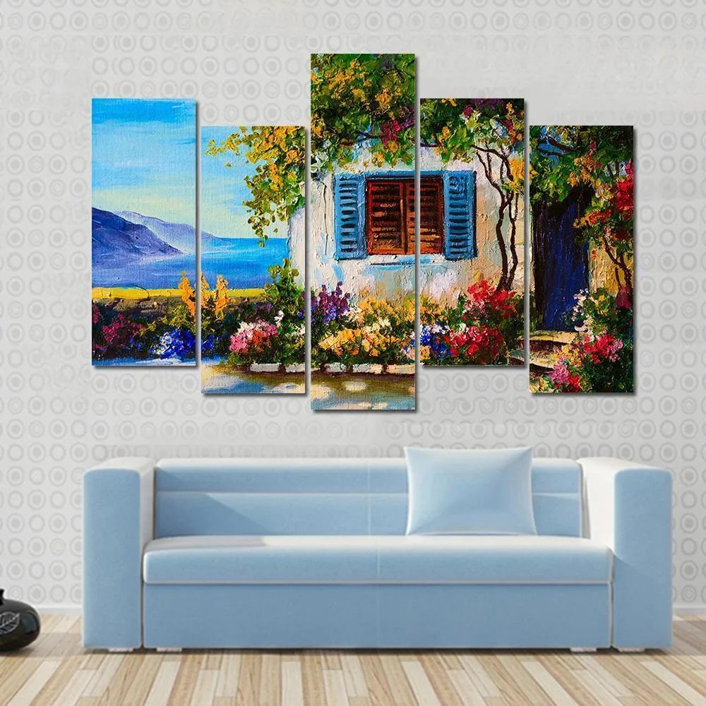 Abstract House Near The Sea Canvas Wall Art