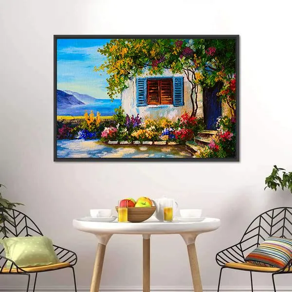 Abstract House Near The Sea Canvas Wall Art