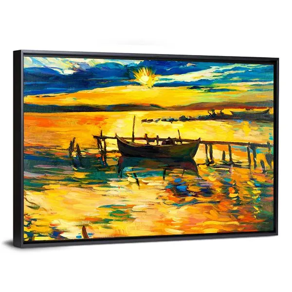 Abstract Of Boat & Jetty Canvas Wall Art