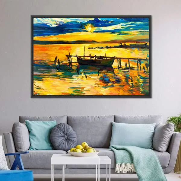 Abstract Of Boat & Jetty Canvas Wall Art