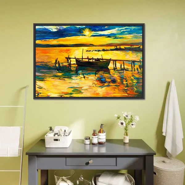 Abstract Of Boat & Jetty Canvas Wall Art