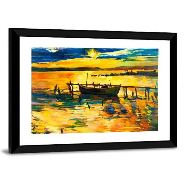 Abstract Of Boat & Jetty Canvas Wall Art