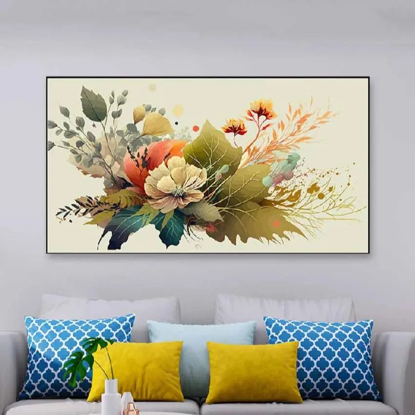 Abstract Spring Season Floating Frame Flower Wall Painting | 24 x 12 inches , 36 x 18 inches & 48 x 24 inches