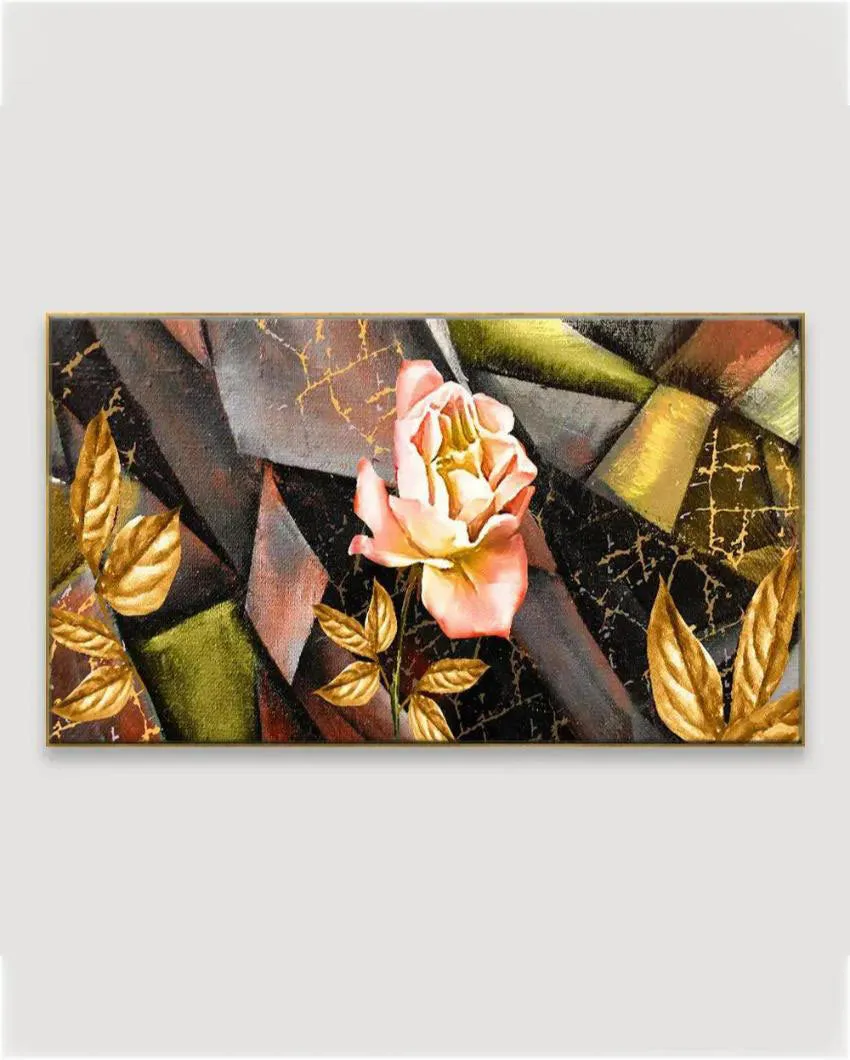 Abstract Yellow and Pink Rose Floating Framed Canvas Wall Painting | 24 x 12 inches , 36 x 18 inches & 48 x 24 inches