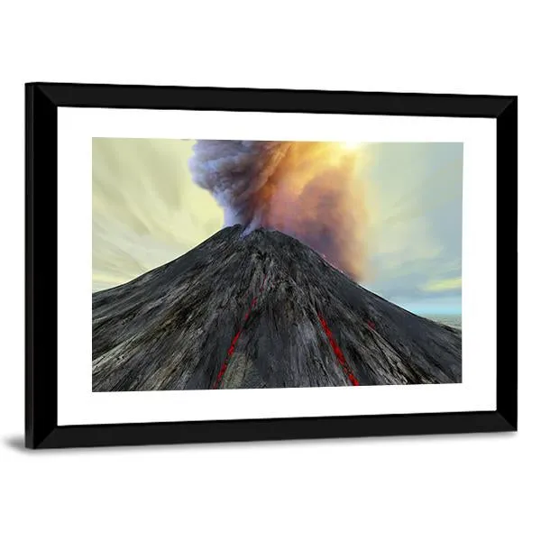 Active Volcano Belches Smoke Canvas Wall Art