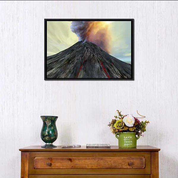 Active Volcano Belches Smoke Canvas Wall Art