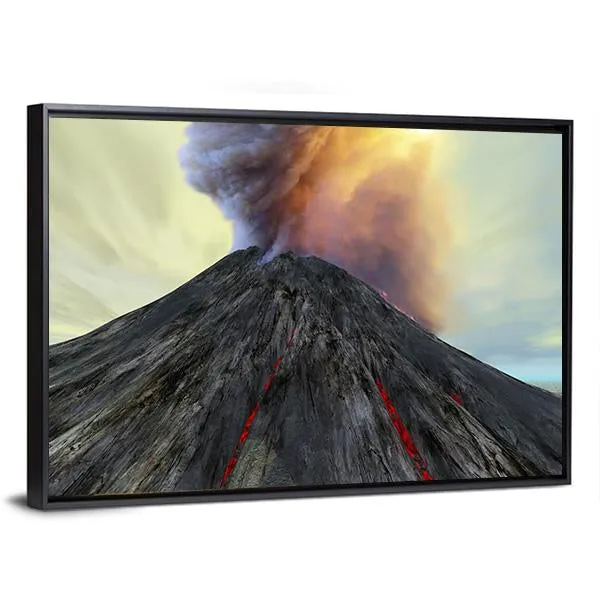 Active Volcano Belches Smoke Canvas Wall Art