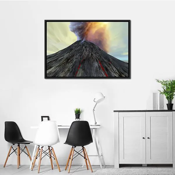 Active Volcano Belches Smoke Canvas Wall Art