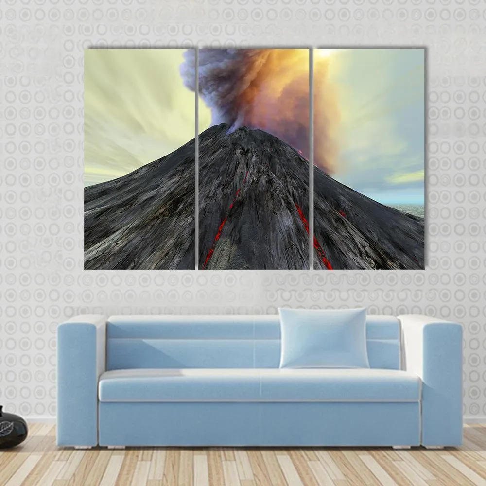 Active Volcano Belches Smoke Canvas Wall Art