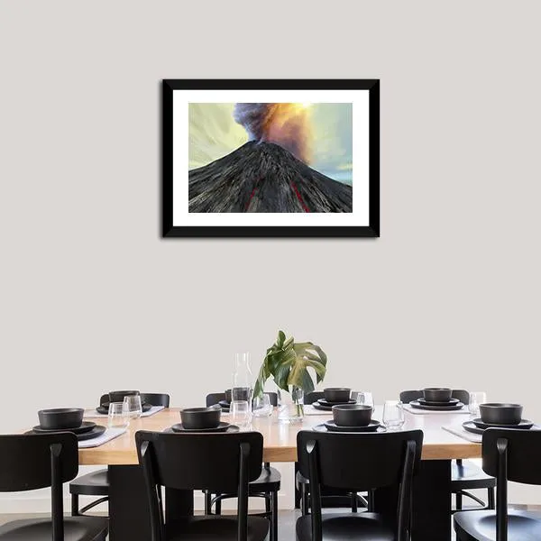 Active Volcano Belches Smoke Canvas Wall Art