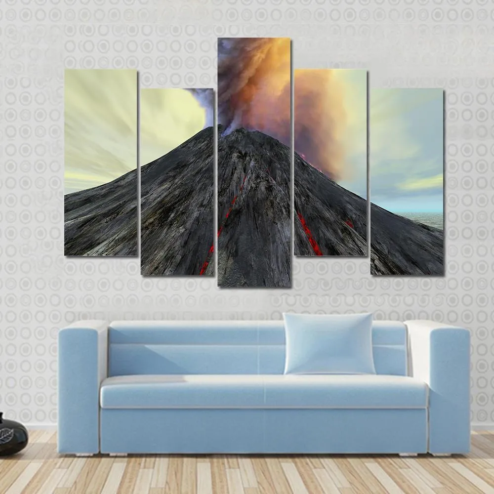 Active Volcano Belches Smoke Canvas Wall Art