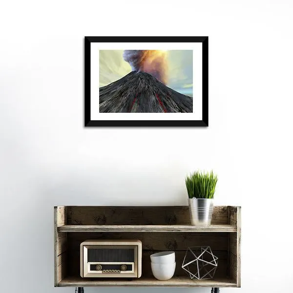 Active Volcano Belches Smoke Canvas Wall Art