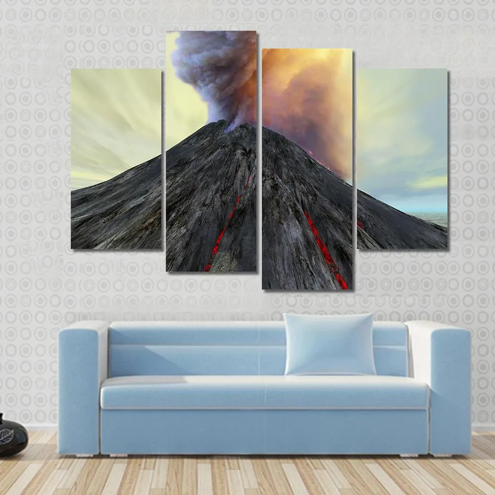 Active Volcano Belches Smoke Canvas Wall Art