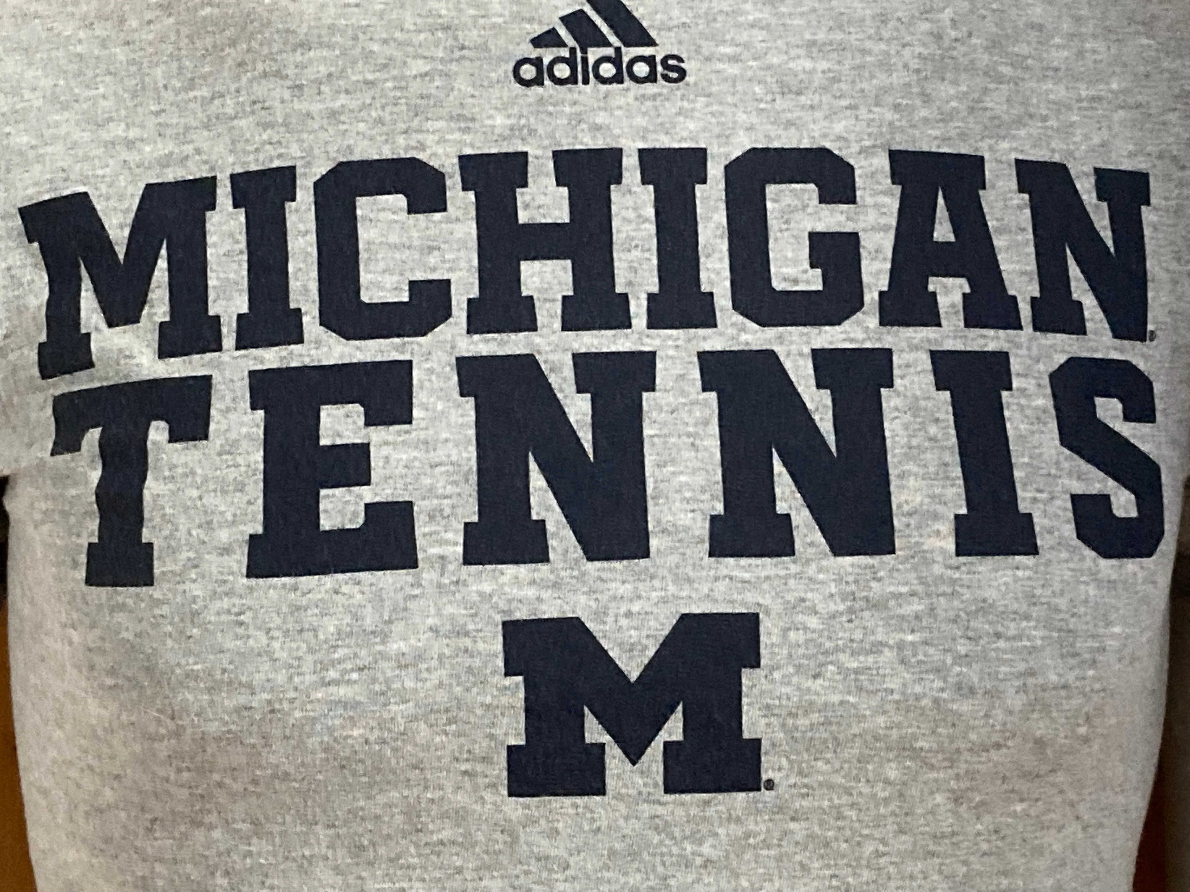 ADIDAS "MICHIGAN TENNIS" Graphic Print The Go To Tee Adult T-Shirt Tee Shirt S SM Small Gray Shirt 2012