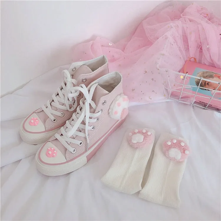 Advbridge Japanese pink meow girl cute high-top fantasy canvas shoes sweet lolita shoes tea party kawaii princess kawaii shoes vintage