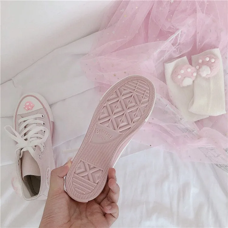 Advbridge Japanese pink meow girl cute high-top fantasy canvas shoes sweet lolita shoes tea party kawaii princess kawaii shoes vintage