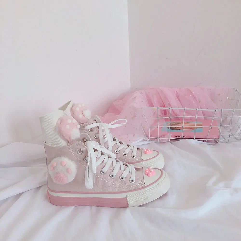 Advbridge Japanese pink meow girl cute high-top fantasy canvas shoes sweet lolita shoes tea party kawaii princess kawaii shoes vintage