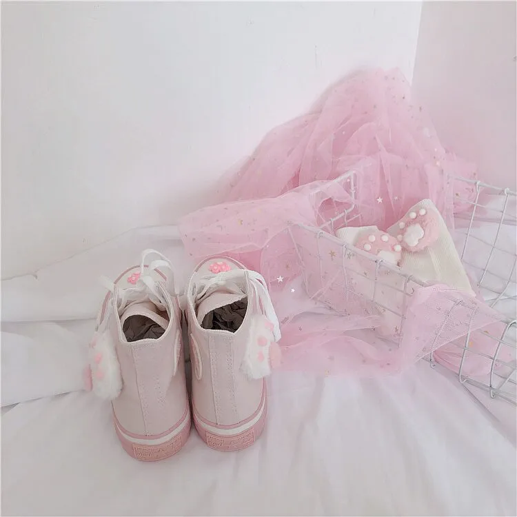 Advbridge Japanese pink meow girl cute high-top fantasy canvas shoes sweet lolita shoes tea party kawaii princess kawaii shoes vintage