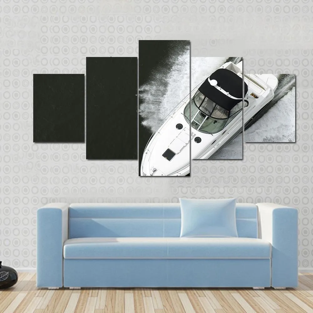 Aerial View Of Speedboat Canvas Wall Art