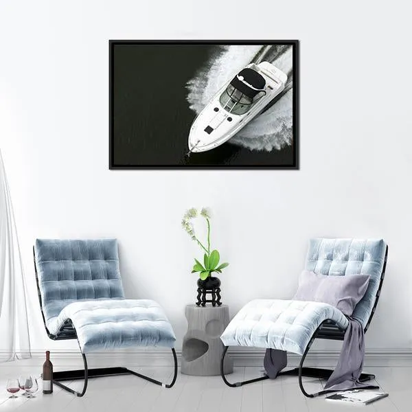 Aerial View Of Speedboat Canvas Wall Art