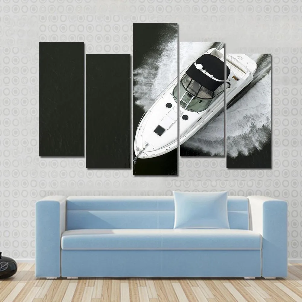 Aerial View Of Speedboat Canvas Wall Art