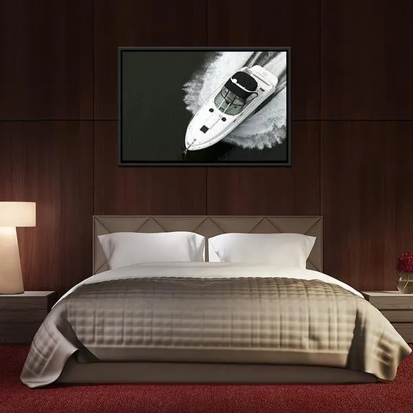 Aerial View Of Speedboat Canvas Wall Art