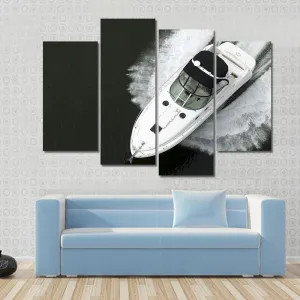 Aerial View Of Speedboat Canvas Wall Art