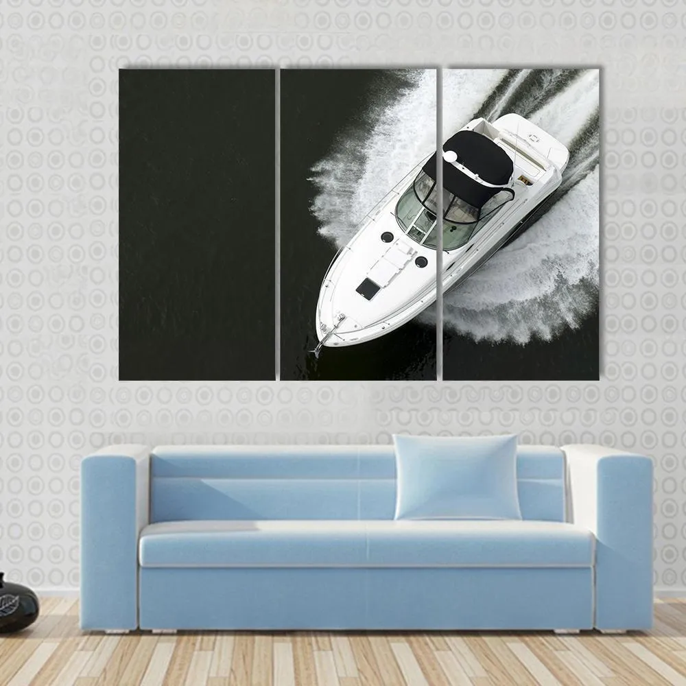 Aerial View Of Speedboat Canvas Wall Art