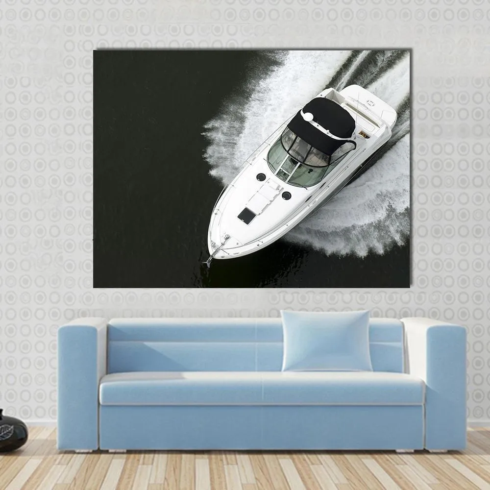 Aerial View Of Speedboat Canvas Wall Art