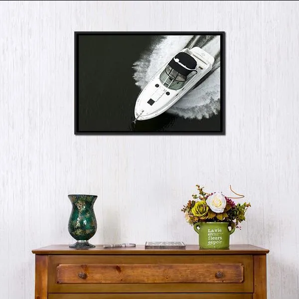 Aerial View Of Speedboat Canvas Wall Art