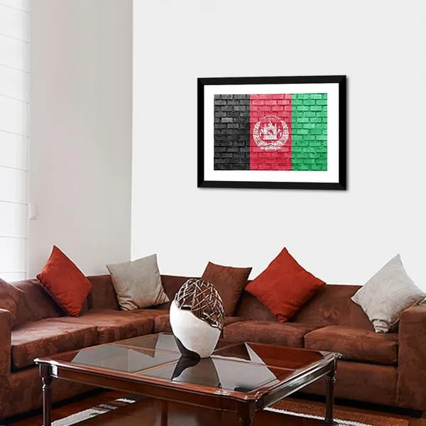 Afghanistan Flag On Bricks Wall Canvas Wall Art