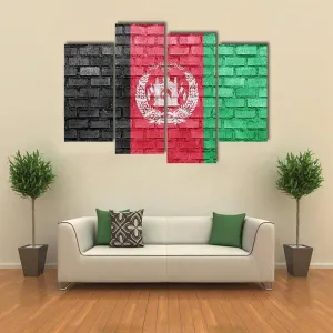 Afghanistan Flag On Bricks Wall Canvas Wall Art