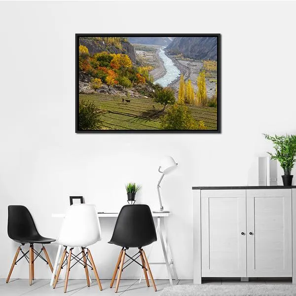 Agricultural Field Near Hunza Valley Canvas Wall Art