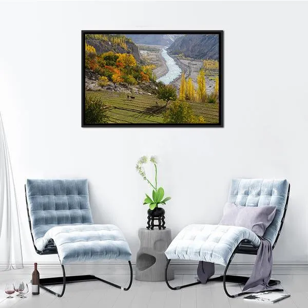 Agricultural Field Near Hunza Valley Canvas Wall Art