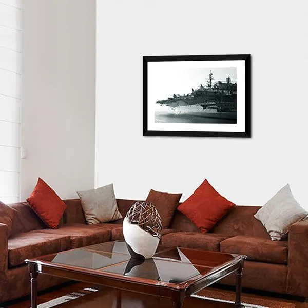 Aircraft Carrier In Ocean Canvas Wall Art