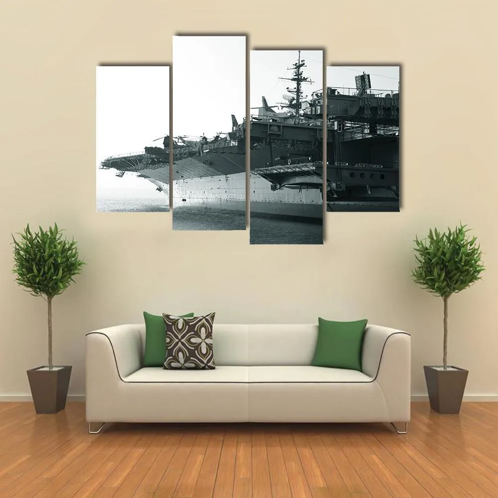 Aircraft Carrier In Ocean Canvas Wall Art